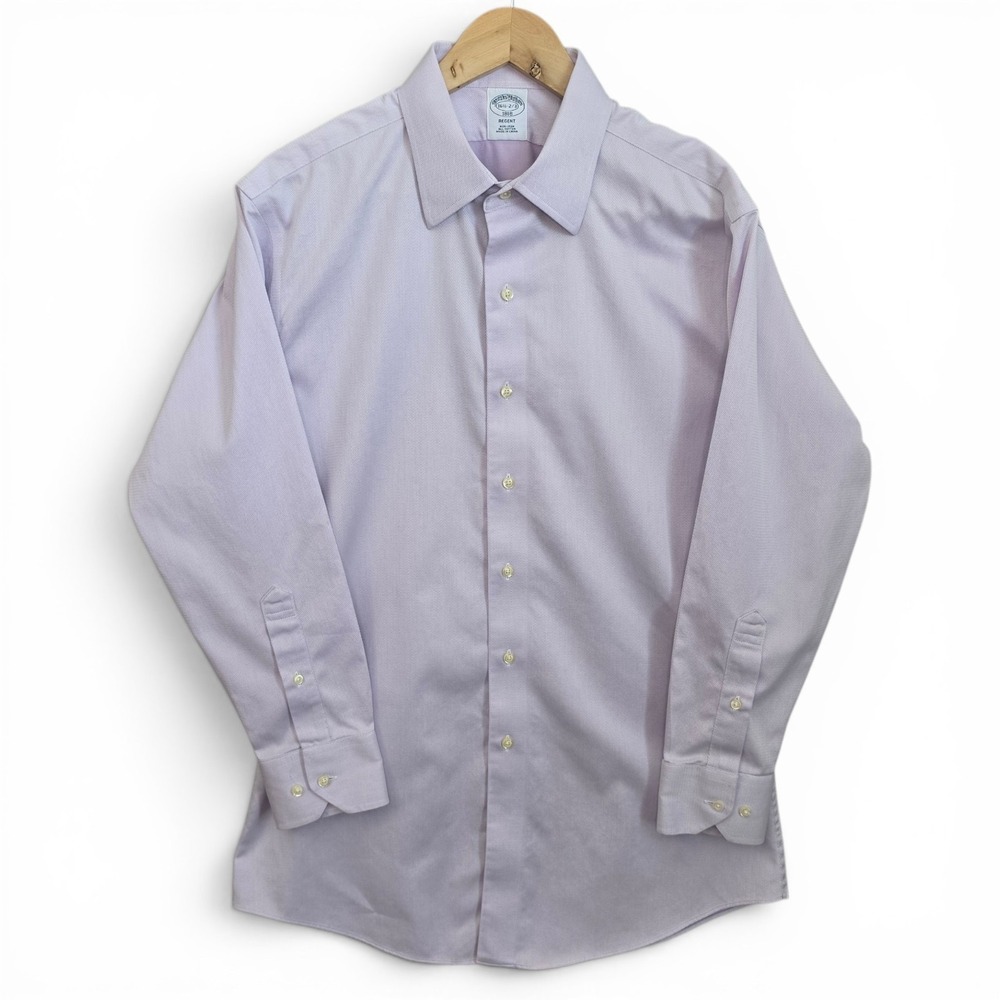 Brooks Brothers Dress Shirt Mens 16.5 2/3 Lavender Button Regent Non Iron Cotton